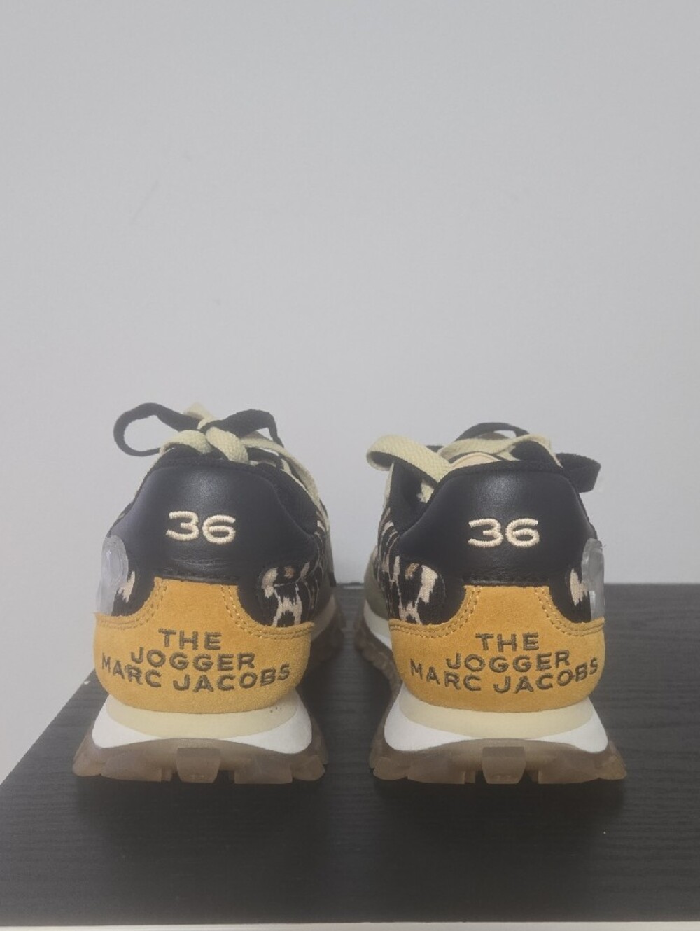 Marc Jacobs Leopard Print Jogger Sneakers - Yellow/Black/Olive - Picture 2 of 4